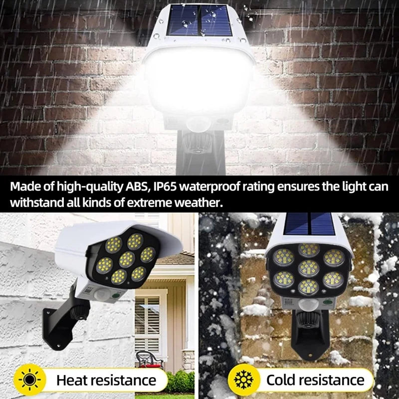 Projecteur Solaire LED Dissuasif Effet Caméra de Sécurité