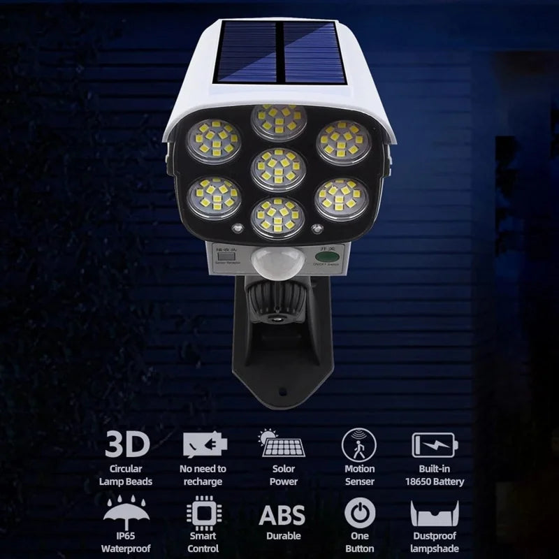 Projecteur Solaire LED Dissuasif Effet Caméra de Sécurité