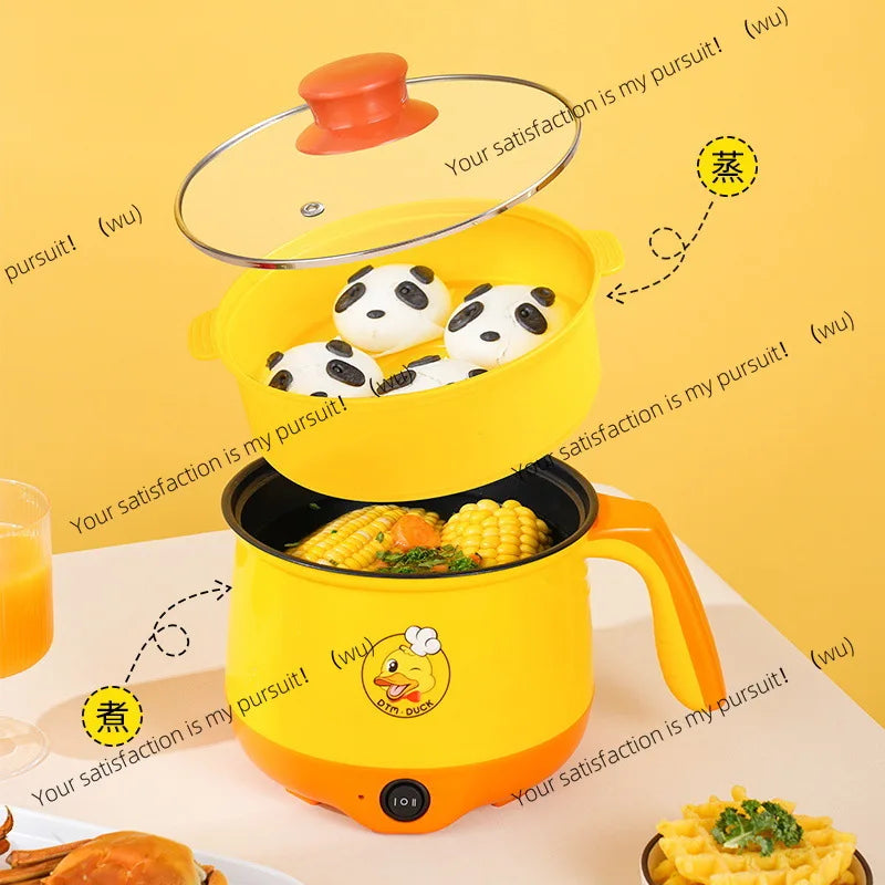 Poêle Électrique Antiadhésive Canard Jaune - Mini Casserole Multifonction