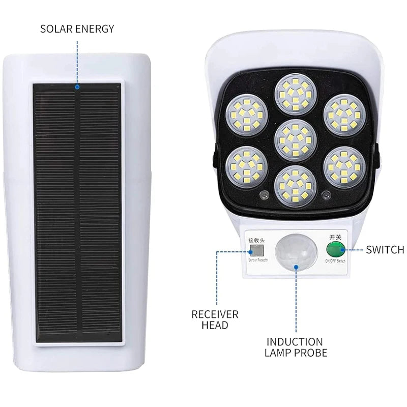 Projecteur Solaire LED Dissuasif Effet Caméra de Sécurité